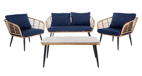 Harrley 4 Piece Living Set - Elegant Rattan Outdoor Furniture for Chic Patios and Relaxing Decks