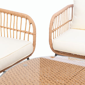 Safavieh Venta 5Pc Living Set Natural/Beige Rattan/Steel PAT9007A-2BX