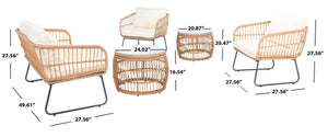 Safavieh Venta 5Pc Living Set Natural/Beige Rattan/Steel PAT9007A-2BX
