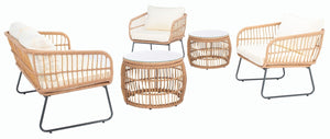 Safavieh Venta 5Pc Living Set Natural/Beige Rattan/Steel PAT9007A-2BX