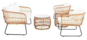 Safavieh Venta 5Pc Living Set Natural/Beige Rattan/Steel PAT9007A-2BX