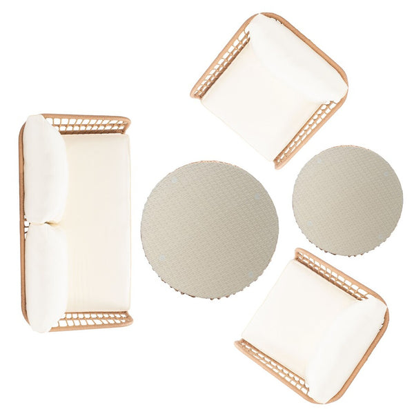 Safavieh Venta 5Pc Living Set Natural/Beige Rattan/Steel PAT9007A-2BX