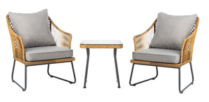 Safavieh Jensen 3Pc Lounge Set in Natural and Grey PAT9008A 889048729803