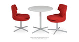Diana Dining Table Set: Two Patara Four Star Red Wool and Diana Dining White Lacquer Table