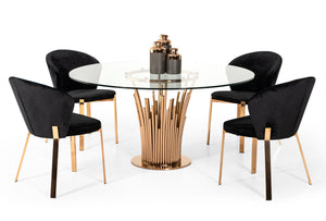 VIG Furniture Modrest Paxton Modern Round Glass & Rosegold Dining Table VGVCT817-RND