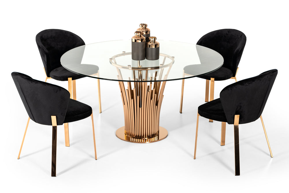 VIG Furniture Modrest Paxton Modern Round Glass & Rosegold Dining Table VGVCT817-RND