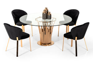 VIG Furniture Modrest Paxton Modern Round Glass & Rosegold Dining Table VGVCT817-RND