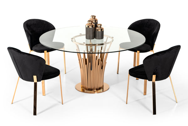 VIG Furniture Modrest Paxton Modern Round Glass & Rosegold Dining Table VGVCT817-RND