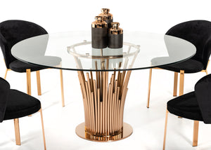 VIG Furniture Modrest Paxton Modern Round Glass & Rosegold Dining Table VGVCT817-RND