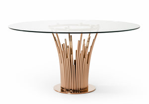 VIG Furniture Modrest Paxton Modern Round Glass & Rosegold Dining Table VGVCT817-RND
