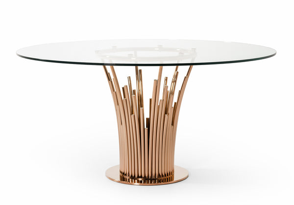 VIG Furniture Modrest Paxton Modern Round Glass & Rosegold Dining Table VGVCT817-RND