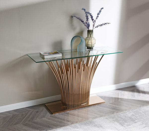VIG Furniture Modrest Paxton - Modern Glass + Rosegold Console Table VGVCK817-CS-RG-CT
