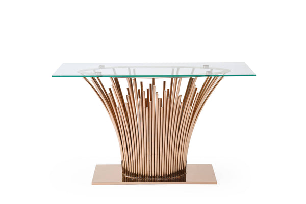 VIG Furniture Modrest Paxton - Modern Glass + Rosegold Console Table VGVCK817-CS-RG-CT