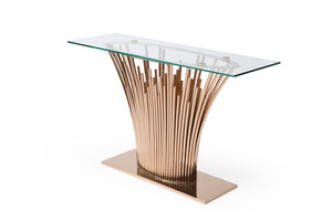 VIG Furniture Modrest Paxton - Modern Glass + Rosegold Console Table VGVCK817-CS-RG-CT