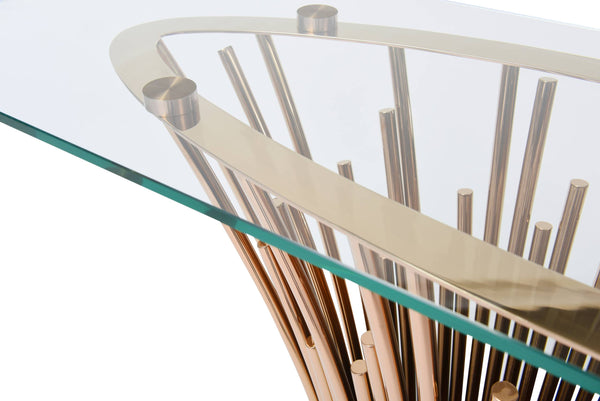 VIG Furniture Modrest Paxton - Modern Glass + Rosegold Console Table VGVCK817-CS-RG-CT