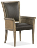 Beaumont Traditional-Formal Host Chair In Rubberwood Solids With Raffia, Fabric, And Leather - Set of 2