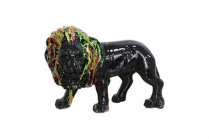 VIG Furniture Modrest Black Lion Multi Colored Sculpture VGTH-PC-0181 VGTH-PC-0181