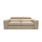 Pasargad Modena Collection Italian Leather Upholstered Sofa with Adjustable Headrests, Mocha PC-1738M-PASARGAD