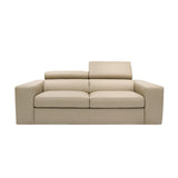 Pasargad Modena Collection Italian Leather Upholstered Sofa with Adjustable Headrests, Mocha PC-1738M-PASARGAD