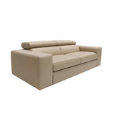 Modena Collection Italian Leather Upholstered Sofa with Adjustable Headrests, Mocha