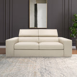 Pasargad Modena Collection Italian Leather Upholstered Sofa with Adjustable Headrests, Tan PC-1738T-PASARGAD