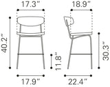 English Elm EE2768 100% Polyurethane, Plywood, Steel Modern Commercial Grade Bar Chair Set - Set of 4 Vintage Black, Black 100% Polyurethane, Plywood, Steel