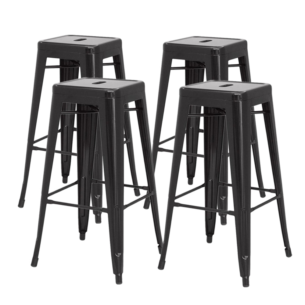Metropolis Metal Backless Counter Stool Set of 4 - Stylish, Stackable, Durable for Home & Patio