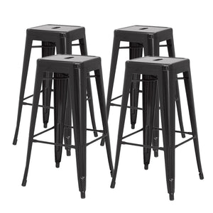 Metropolis Metal Backless Counter Stool Set of 4 - Stylish, Stackable, Durable for Home & Patio