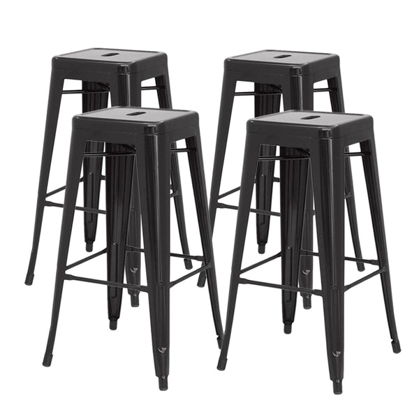 Metropolis Metal Backless Counter Stool Set of 4 - Stylish, Stackable, Durable for Home & Patio