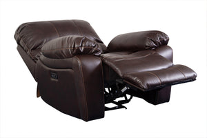 Porter Designs Ramsey Leather-Look Glider Transitional Recliner Brown 03-112C-05-6013