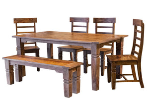 Porter Designs Taos Solid Sheesham Wood 72" - 112" Extension Natural Dining Table Brown 07-196-01-9039H