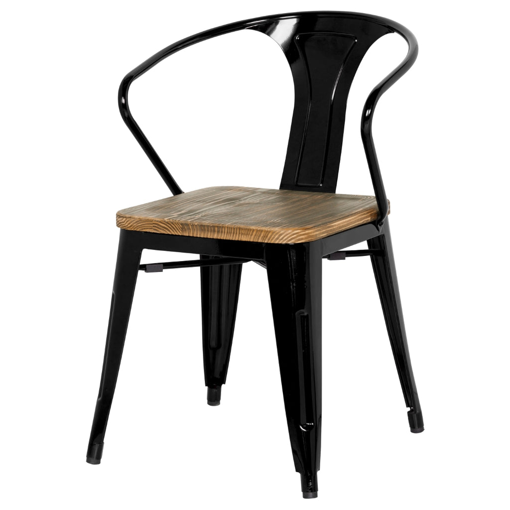 Metropolis Metal Arm Chair - Set of 4 Black