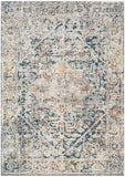 Presidential PDT-2300 Traditional Polyester Rug PDT2300-9131 Pale Blue, Bright Blue, Medium Gray, Peach, Ivory, Butter, Burnt Orange, Lime, Charcoal 100% Polyester 8'10" x 12'10"