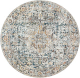 Presidential PDT-2300 Traditional Polyester Rug PDT2300-710RD Pale Blue, Bright Blue, Medium Gray, Peach, Ivory, Butter, Burnt Orange, Lime, Charcoal 100% Polyester 7'10" Round