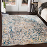 Presidential PDT-2300 Traditional Polyester Rug PDT2300-9131 Pale Blue, Bright Blue, Medium Gray, Peach, Ivory, Butter, Burnt Orange, Lime, Charcoal 100% Polyester 8'10" x 12'10"