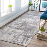 Presidential PDT-2301 Modern Polyester Rug PDT2301-338 Medium Gray, Charcoal, Ivory, Butter, Pale Blue, Bright Blue, Lime, Peach, Burnt Orange 100% Polyester 3'3" x 8'