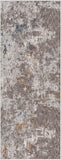 Presidential PDT-2302 Modern Polyester Rug PDT2302-338 Charcoal, Medium Gray, Pale Blue, Burnt Orange, Peach, Ivory, Butter, Bright Blue, Lime 100% Polyester 3'3" x 8'