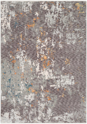 Presidential PDT-2302 Modern Polyester Rug PDT2302-9131 Charcoal, Medium Gray, Pale Blue, Burnt Orange, Peach, Ivory, Butter, Bright Blue, Lime 100% Polyester 8'10" x 12'10"