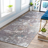 Presidential PDT-2302 Modern Polyester Rug PDT2302-338 Charcoal, Medium Gray, Pale Blue, Burnt Orange, Peach, Ivory, Butter, Bright Blue, Lime 100% Polyester 3'3" x 8'