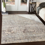 Presidential PDT-2303 Modern Polyester Rug PDT2303-9131 Pale Blue, Medium Gray, Butter, Charcoal, Ivory, Bright Blue, Lime, Peach, Burnt Orange 100% Polyester 8'10" x 12'10"