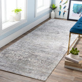 Presidential PDT-2303 Modern Polyester Rug PDT2303-338 Pale Blue, Medium Gray, Butter, Charcoal, Ivory, Bright Blue, Lime, Peach, Burnt Orange 100% Polyester 3'3" x 8'