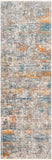 Presidential PDT-2305 Modern Polyester Rug PDT2305-3310 Bright Blue, Burnt Orange, Peach, Pale Blue, Medium Gray, Charcoal, Ivory, Butter, Lime 100% Polyester 3'3" x 10'