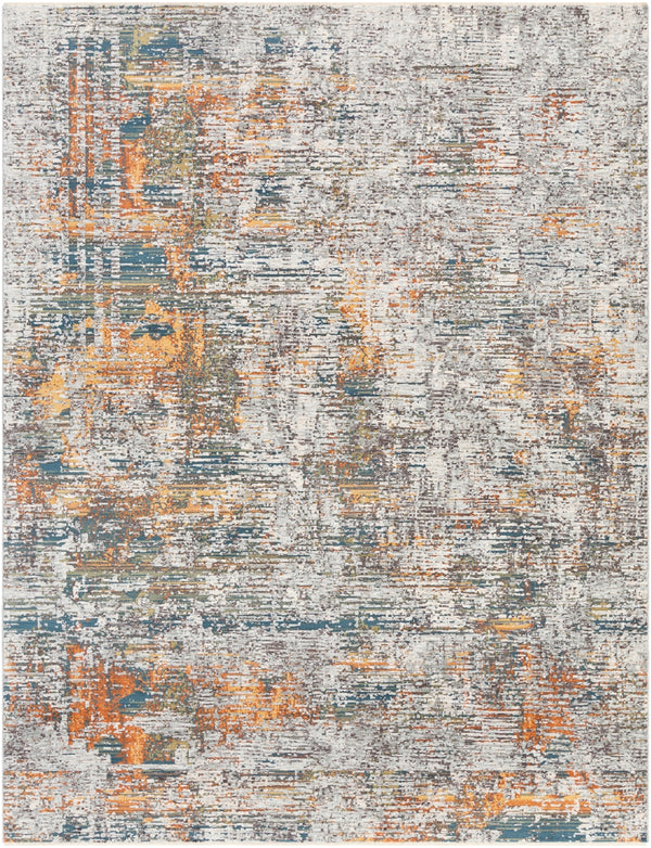 Presidential PDT-2305 Modern Polyester Rug PDT2305-710103 Bright Blue, Burnt Orange, Peach, Pale Blue, Medium Gray, Charcoal, Ivory, Butter, Lime 100% Polyester 7'10" x 10'