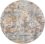 Presidential PDT-2305 Modern Polyester Rug PDT2305-710RD Bright Blue, Burnt Orange, Peach, Pale Blue, Medium Gray, Charcoal, Ivory, Butter, Lime 100% Polyester 7'10" Round