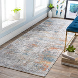 Presidential PDT-2305 Modern Polyester Rug PDT2305-338 Bright Blue, Burnt Orange, Peach, Pale Blue, Medium Gray, Charcoal, Ivory, Butter, Lime 100% Polyester 3'3" x 8'