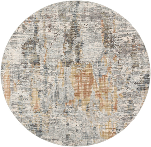 Presidential PDT-2306 Modern Polyester Rug PDT2306-710RD Lime, Peach, Burnt Orange, Pale Blue, Bright Blue, Ivory, Butter, Medium Gray, Charcoal 100% Polyester 7'10" Round
