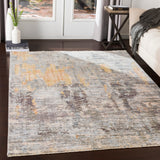 Presidential PDT-2306 Modern Polyester Rug PDT2306-9131 Lime, Peach, Burnt Orange, Pale Blue, Bright Blue, Ivory, Butter, Medium Gray, Charcoal 100% Polyester 8'10" x 12'10"