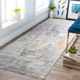 Presidential PDT-2306 Modern Polyester Rug PDT2306-338 Lime, Peach, Burnt Orange, Pale Blue, Bright Blue, Ivory, Butter, Medium Gray, Charcoal 100% Polyester 3'3" x 8'