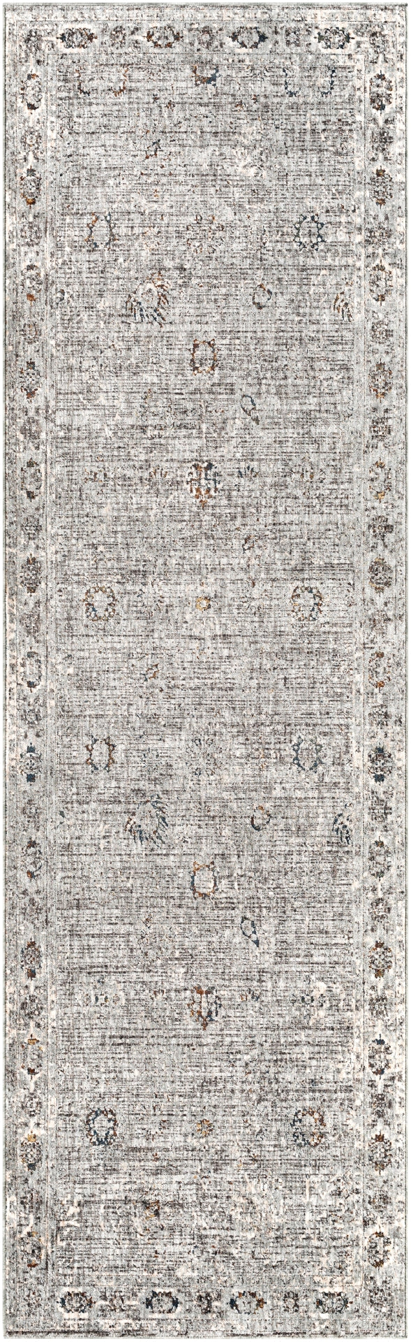Presidential PDT-2307 Traditional Polyester Rug PDT2307-3310 Lime, Medium Gray, Ivory, Butter, Bright Blue, Peach, Burnt Orange, Pale Blue, Charcoal 100% Polyester 3'3" x 10'