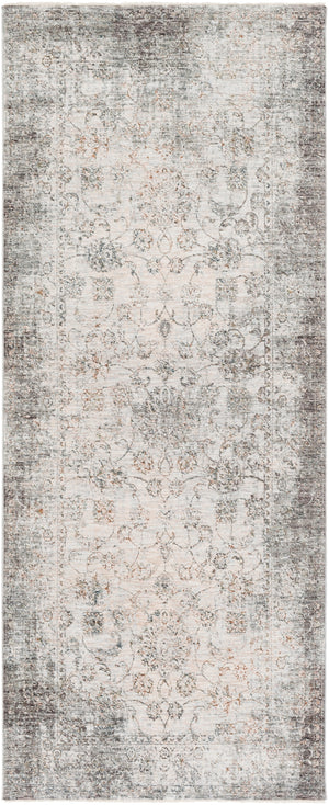 Presidential PDT-2310 Traditional Polyester Rug PDT2310-338 Medium Gray, Ivory, Butter, Pale Blue, Bright Blue, Charcoal, Lime, Peach, Burnt Orange 100% Polyester 3'3" x 8'